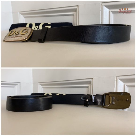 Authentic Dolce & Gabbana Black Leather Gold/Silver D&G Logo Buckle Belt 105/42 - Picture 11 of 13